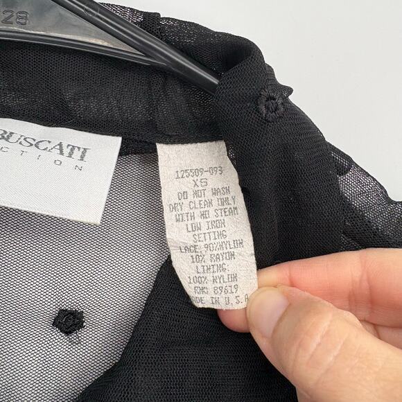 Vintage Hugo Buscati Black Sheer Embroidered Button Down Shirt Top Size XS Goth - Picture 5 of 8